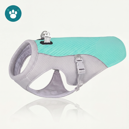 Gilet rafraîchissant pour chien FRESKO turquoise, anti coup de chaleur